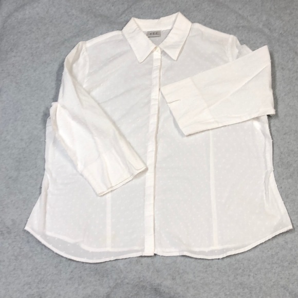 EUC C•L•C Brand White dotted Swiss 3/4 sleeve - Picture 3 of 7